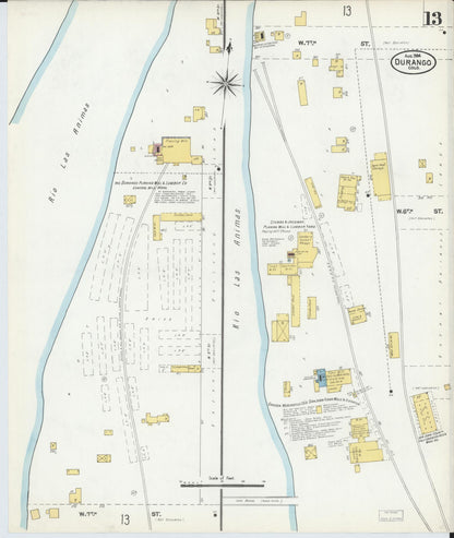 Sanborn Fire Insurance Map from Durango, La Plata County, Colorado (1904), Sheet #0013 - Complete Map Set gallery image, historic Sanborn map, vintage wall art, Colorado Colorado