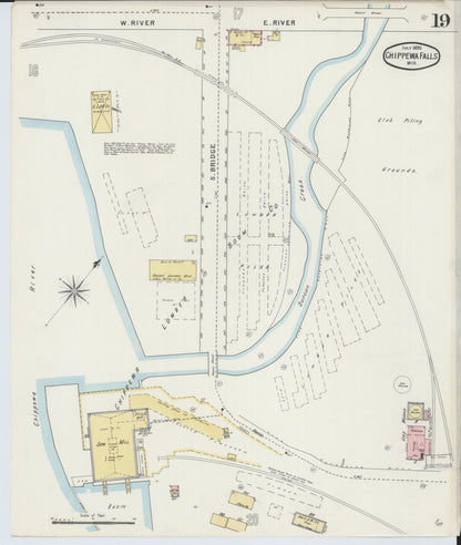 Sanborn Fire Insurance Map from Chippewa Falls, Chippewa County, Wisconsin (1895), Sheet #0019 - Complete Map Set gallery image, historic Sanborn map, vintage wall art, Wisconsin Wisconsin