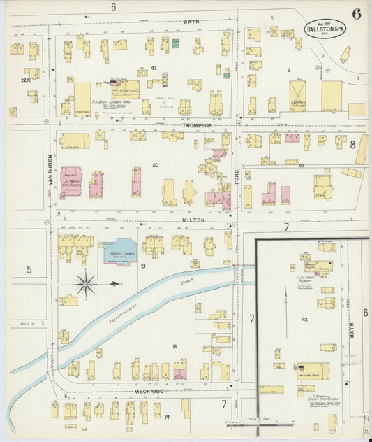 Sanborn Fire Insurance Map from Ballston Spa, Saratoga County, New York (1897), Sheet #0006 - Historic Sanborn Fire Insurance Map Print, vintage old map wall art, antique decor, genealogy gift, New York New York map