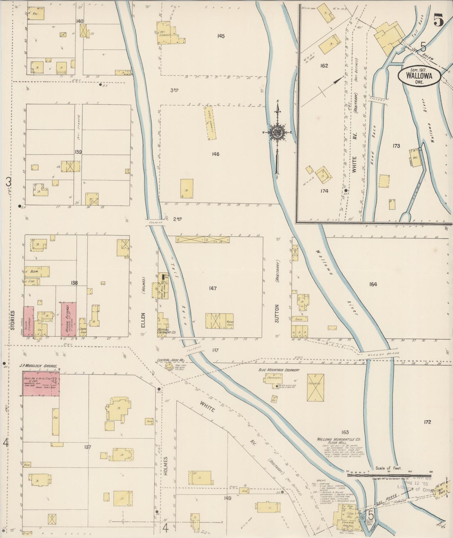 Sanborn Fire Insurance Map from Wallowa, Wallowa County, Oregon (1917), Sheet #0005 - Complete Map Set gallery image, historic Sanborn map, vintage wall art, Oregon Oregon