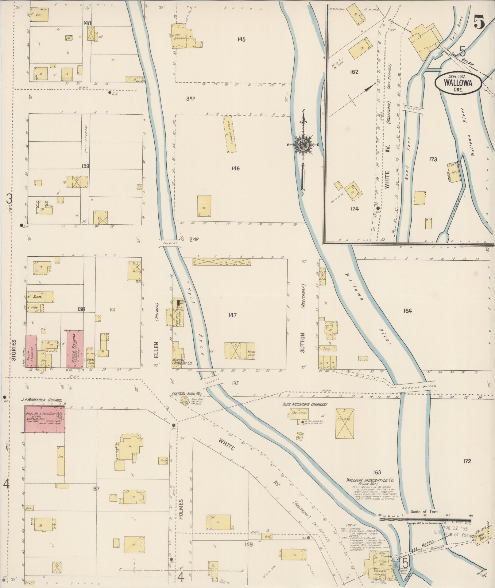 Sanborn Fire Insurance Map from Wallowa, Wallowa County, Oregon (1917), Sheet #0005 - Complete Map Set gallery image, historic Sanborn map, vintage wall art, Oregon Oregon
