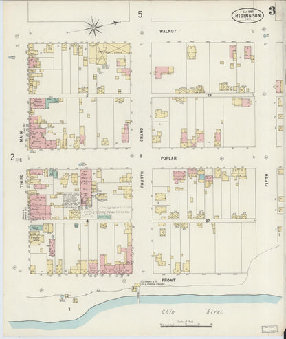 Sanborn Fire Insurance Map from Rising Sun, Ohio County, Indiana (1897), Sheet #0003 - Complete Map Set gallery image, historic Sanborn map, vintage wall art, Indiana Indiana