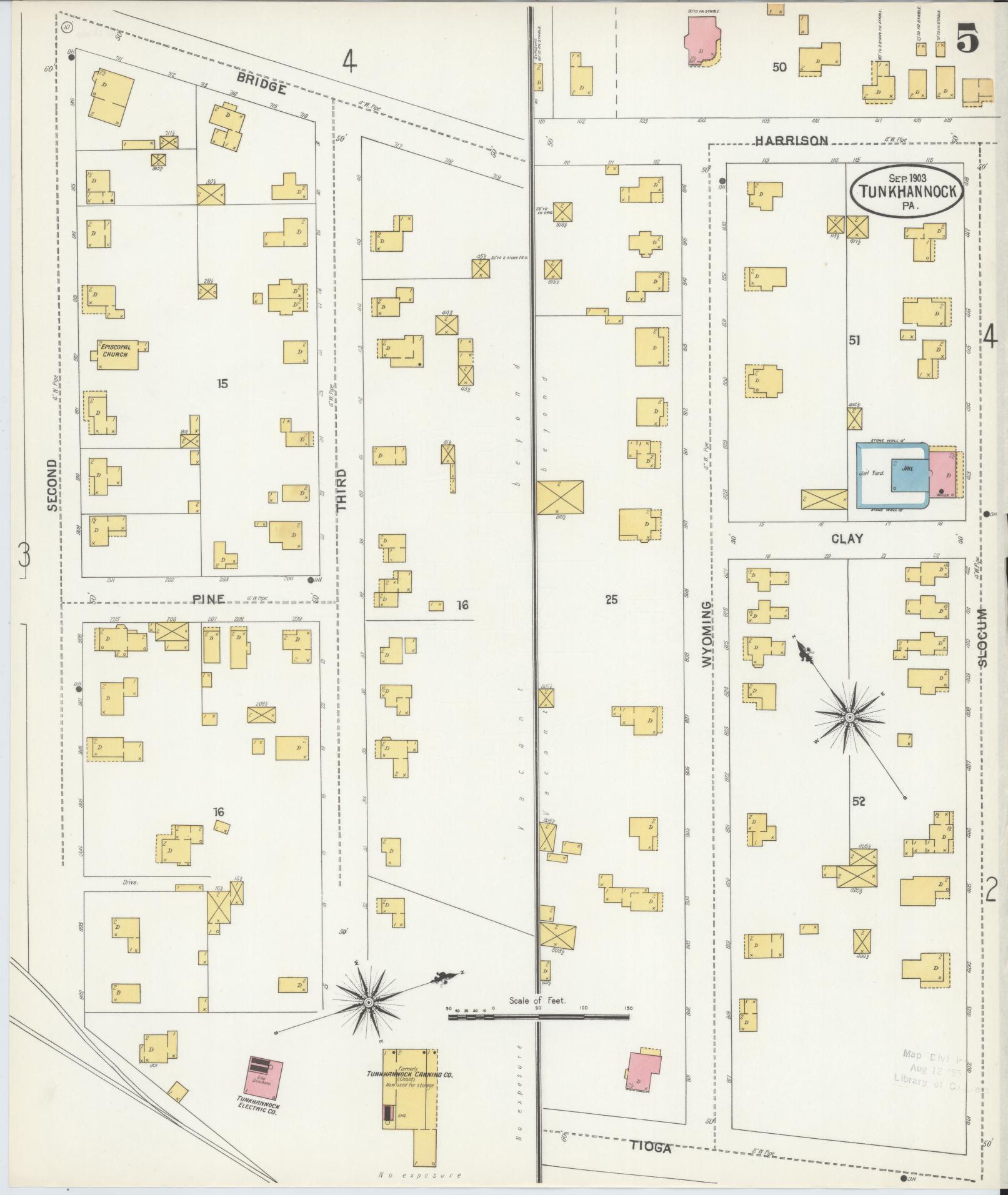 Sanborn Fire Insurance Map from Tunkhannock, Wyoming County, Pennsylvania (1903), Sheet #0005 - Complete Map Set gallery image, historic Sanborn map, vintage wall art, Pennsylvania Pennsylvania