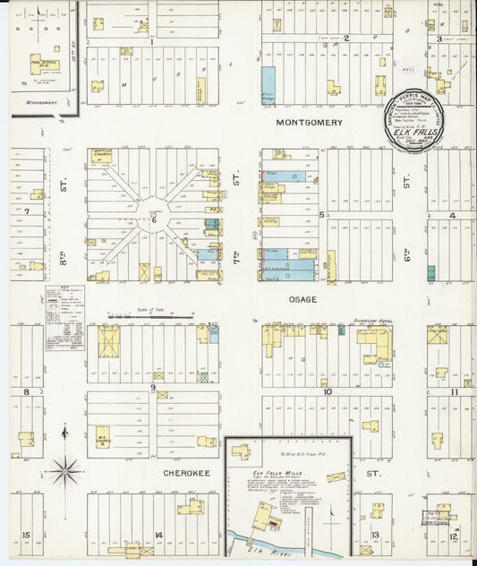 Sanborn Fire Insurance Map from Elk Falls, Elk County, Kansas (1893), Sheet #0001 - Historic Sanborn Fire Insurance Map Print, vintage old map wall art, antique decor, genealogy gift, Kansas Kansas map