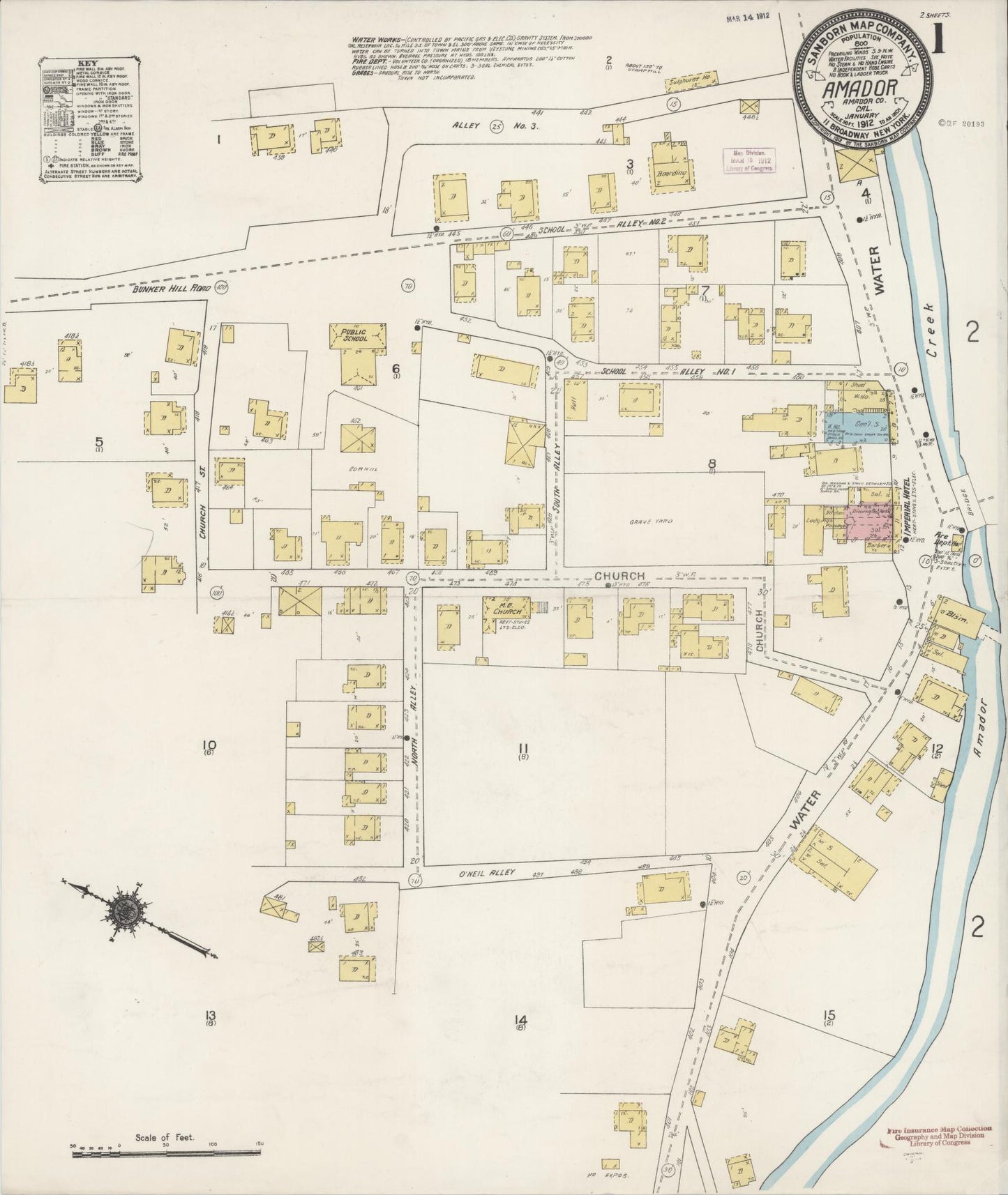 Sanborn Fire Insurance Map from Amador, Amador County, California (1912), Sheet #0001 - Historic Sanborn Fire Insurance Map Print, vintage old map wall art, antique decor, genealogy gift, California California map