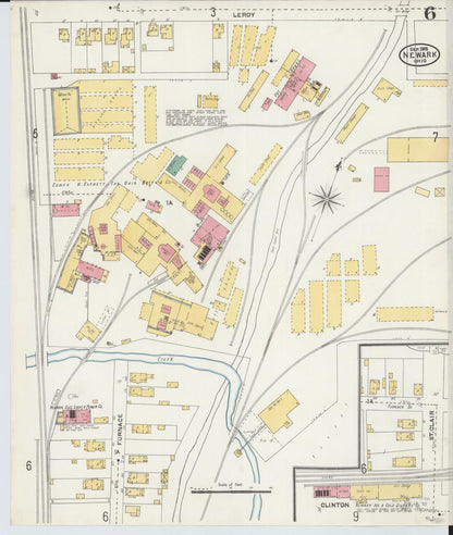 Sanborn Fire Insurance Map from Newark, Licking County, Ohio (1905), Sheet #0006 - Historic Sanborn Fire Insurance Map Print, vintage old map wall art, antique decor, genealogy gift, Ohio Ohio map