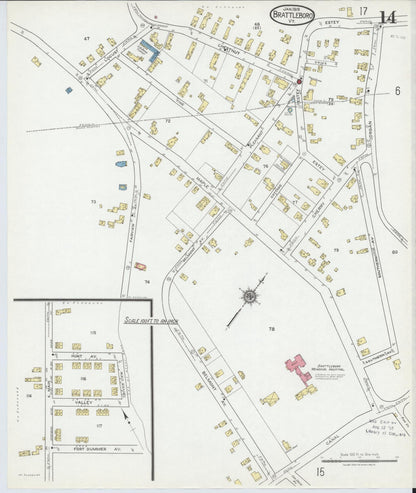 Sanborn Fire Insurance Map from Brattleboro, Windham County, Vermont (1919), Sheet #0014 - Complete Map Set gallery image, historic Sanborn map, vintage wall art, Vermont Vermont