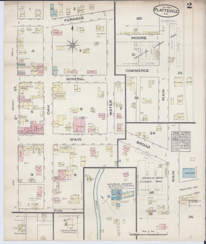 Sanborn Fire Insurance Map from Platteville, Grant County, Wisconsin (1884), Sheet #0002 - Complete Map Set gallery image, historic Sanborn map, vintage wall art, Wisconsin Wisconsin