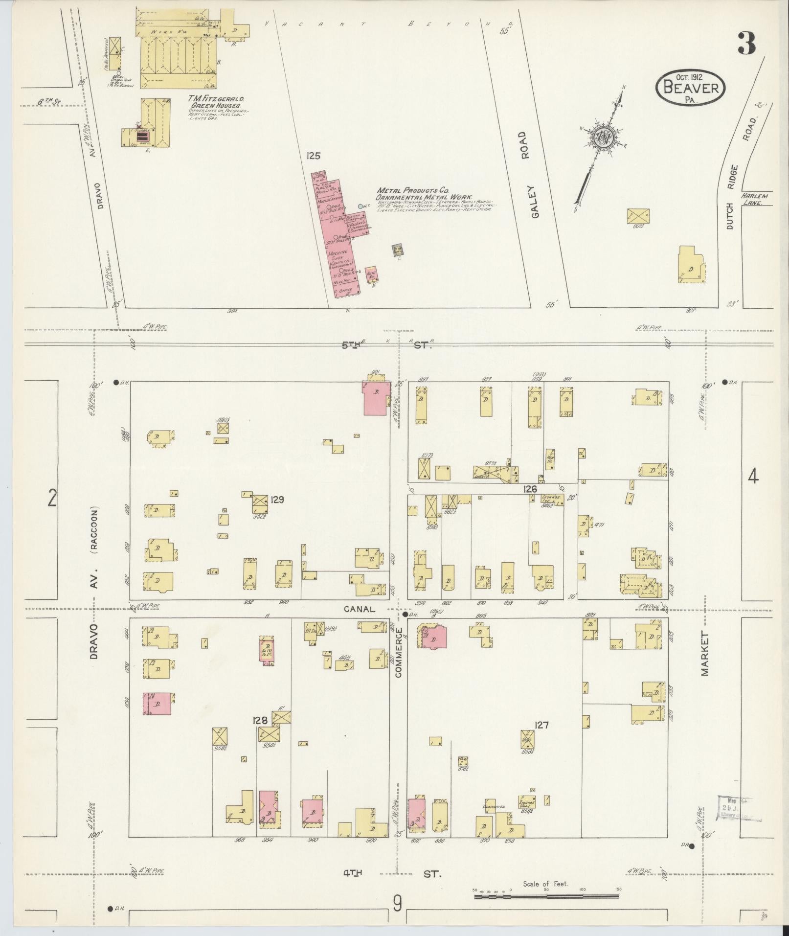 Sanborn Fire Insurance Map from Beaver, Beaver County, Pennsylvania (1912), Sheet #0003 - Historic Sanborn Fire Insurance Map Print, vintage old map wall art, antique decor, genealogy gift, Pennsylvania Pennsylvania map