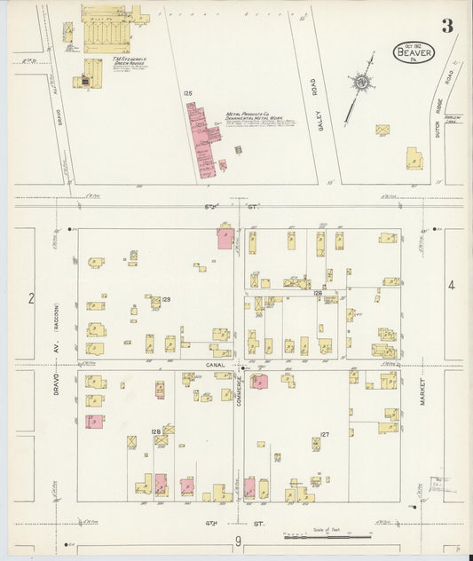 Sanborn Fire Insurance Map from Beaver, Beaver County, Pennsylvania (1912), Sheet #0003 - Historic Sanborn Fire Insurance Map Print, vintage old map wall art, antique decor, genealogy gift, Pennsylvania Pennsylvania map