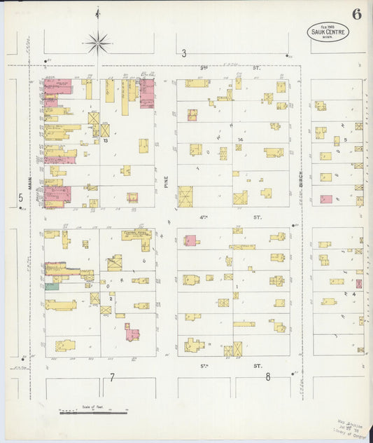 Sanborn Fire Insurance Map from Sauk Centre, Stearns County, Minnesota (1903), Sheet #0006 - Historic Sanborn Fire Insurance Map Print, vintage old map wall art, antique decor, genealogy gift, Minnesota Minnesota map