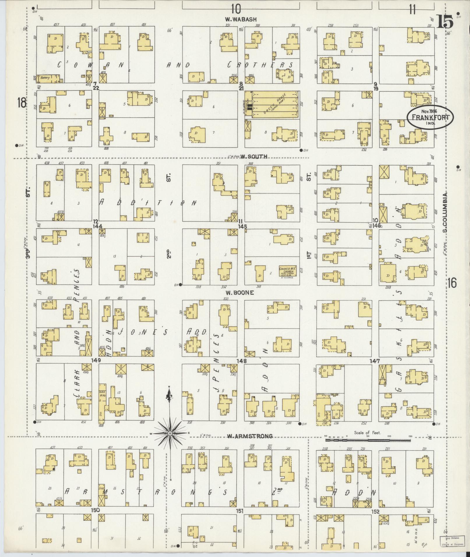Sanborn Fire Insurance Map from Frankfort, Clinton County, Indiana (1906), Sheet #0015 - Complete Map Set gallery image, historic Sanborn map, vintage wall art, Indiana Indiana