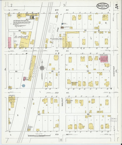 Sanborn Fire Insurance Map from Bristow, Creek County, Oklahoma (1920), Sheet #0005 - Complete Map Set gallery image, historic Sanborn map, vintage wall art, Oklahoma Oklahoma