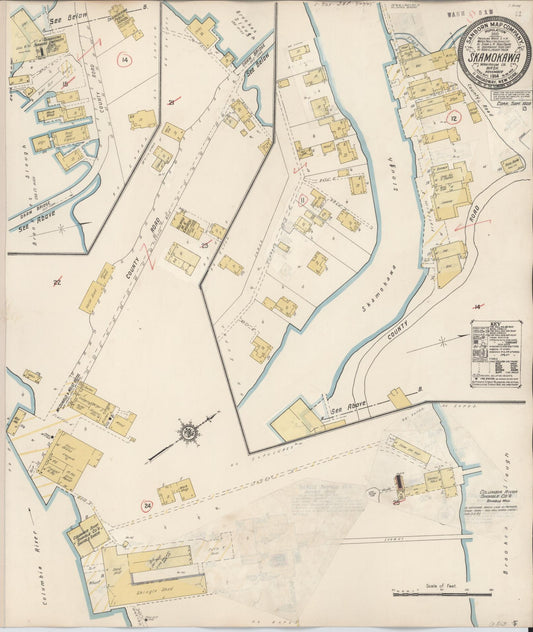 Sanborn Fire Insurance Map from Skamokawa, Wahkiakum County, Washington (1929), Sheet #0001 - Historic Sanborn Fire Insurance Map Print, vintage old map wall art, antique decor, genealogy gift, Washington Washington map