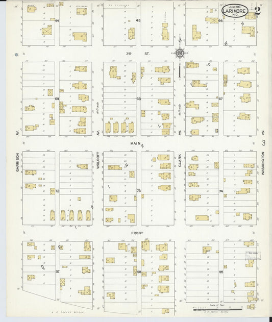 Sanborn Fire Insurance Map from Larimore, Grand Forks County, North Dakota (1916), Sheet #0002 - Historic Sanborn Fire Insurance Map Print, vintage old map wall art, antique decor, genealogy gift, North Dakota North Dakota map
