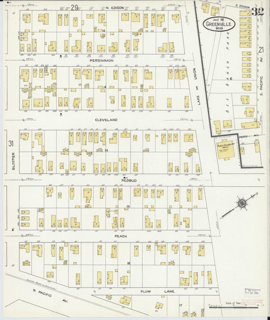 Sanborn Fire Insurance Map from Greenville, Washington County, Mississippi (1911), Sheet #0032 - Historic Sanborn Fire Insurance Map Print, vintage old map wall art, antique decor, genealogy gift, Mississippi Mississippi map