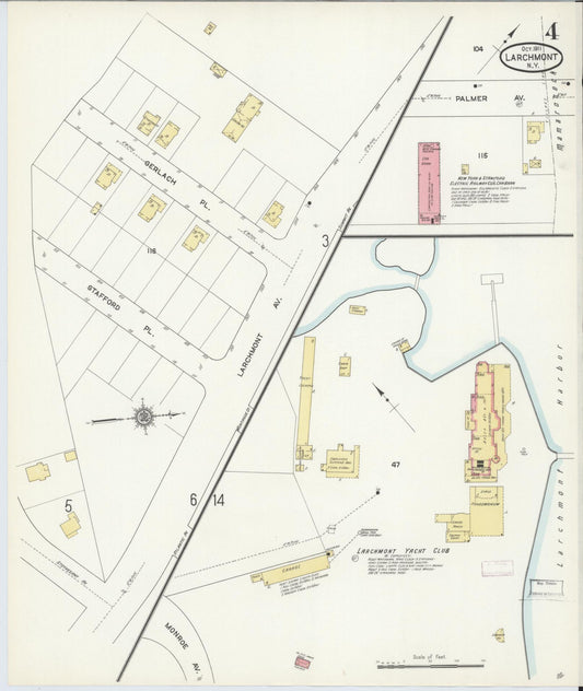 Sanborn Fire Insurance Map from Larchmont, Westchester County, New York (1911), Sheet #0004 - Historic Sanborn Fire Insurance Map Print, vintage old map wall art, antique decor, genealogy gift, New York New York map