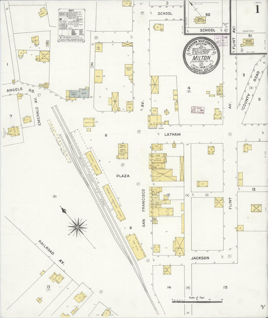 Sanborn Fire Insurance Map from Milton, Calaveras County, California (1908), Sheet #0001 - Historic Sanborn Fire Insurance Map Print, vintage old map wall art, antique decor, genealogy gift, California California map