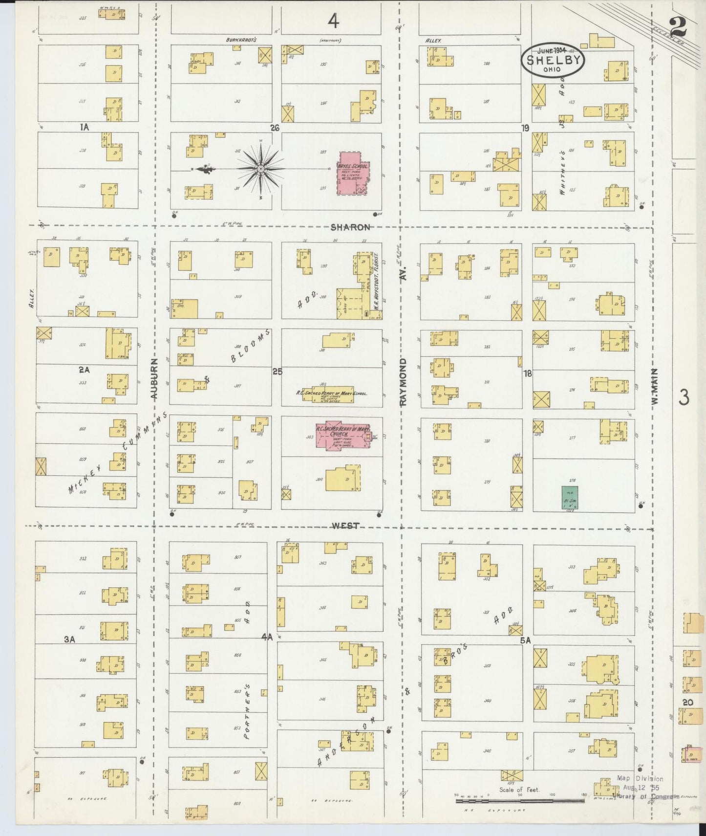 Sanborn Fire Insurance Map from Shelby, Richland County, Ohio (1904), Sheet #0002 - Complete Map Set gallery image, historic Sanborn map, vintage wall art, Ohio Ohio