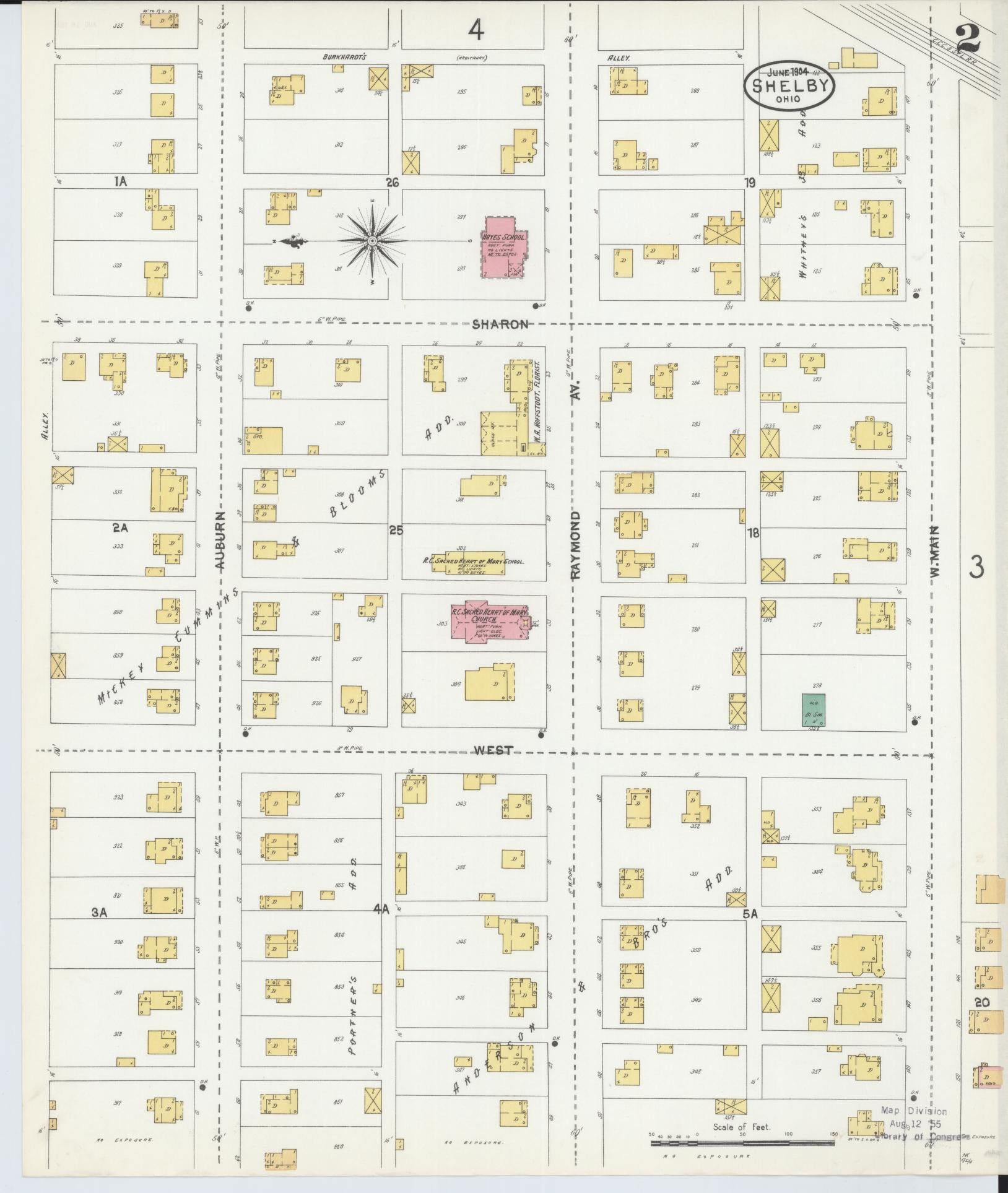Sanborn Fire Insurance Map from Shelby, Richland County, Ohio (1904), Sheet #0002 - Complete Map Set gallery image, historic Sanborn map, vintage wall art, Ohio Ohio