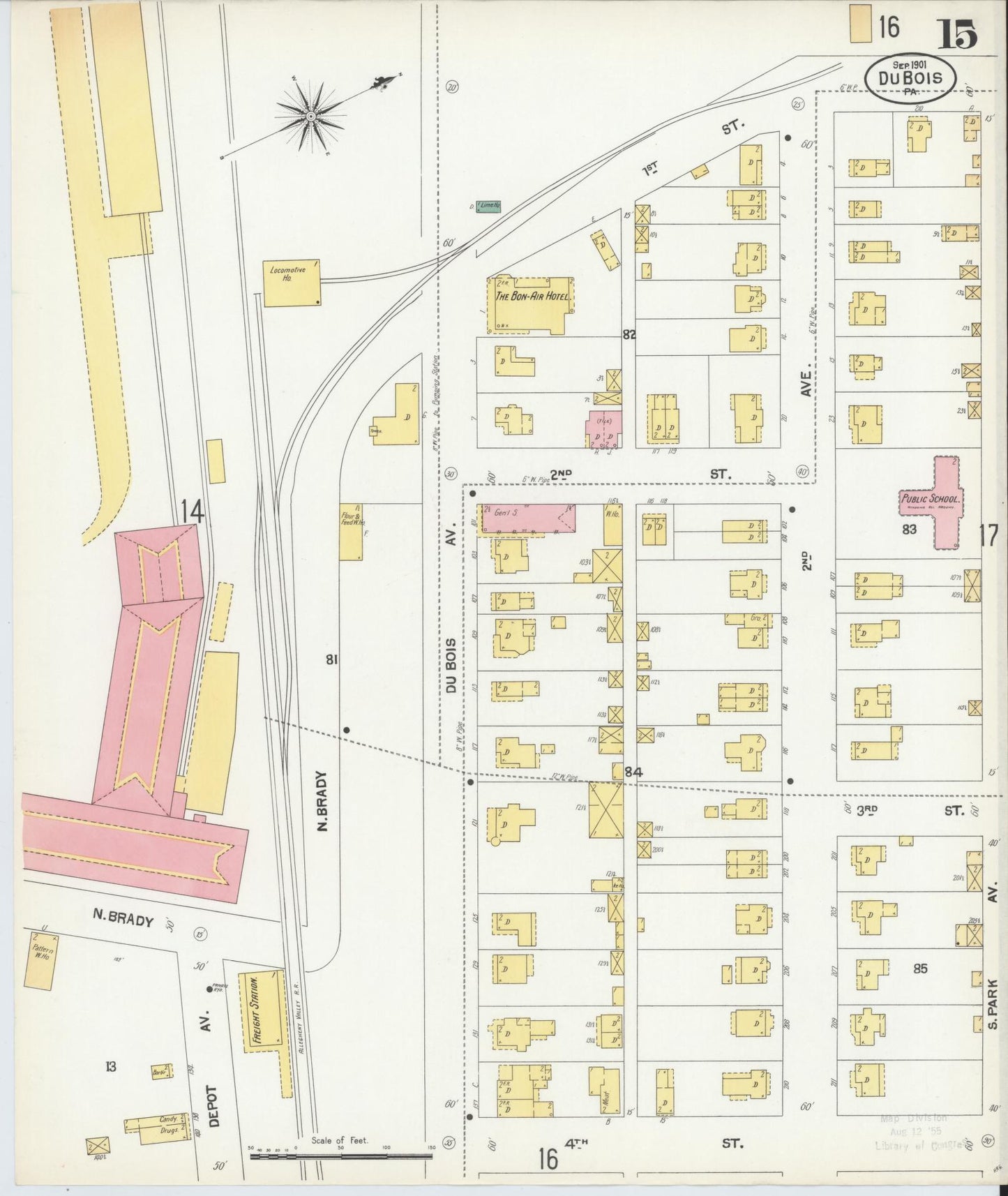 Sanborn Fire Insurance Map from Du Bois, Clearfield County, Pennsylvania (1901), Sheet #0015 - Historic Sanborn Fire Insurance Map Print, vintage old map wall art, antique decor, genealogy gift, Pennsylvania Pennsylvania map