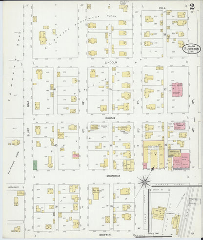 Sanborn Fire Insurance Map from Elsberry, Lincoln County, Missouri (1906), Sheet #0002 - Complete Map Set gallery image, historic Sanborn map, vintage wall art, Missouri Missouri