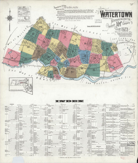 Sanborn Fire Insurance Map from Watertown, Middlesex County, Massachusetts. (1923) – Historic Sanborn Fire Insurance Map Print