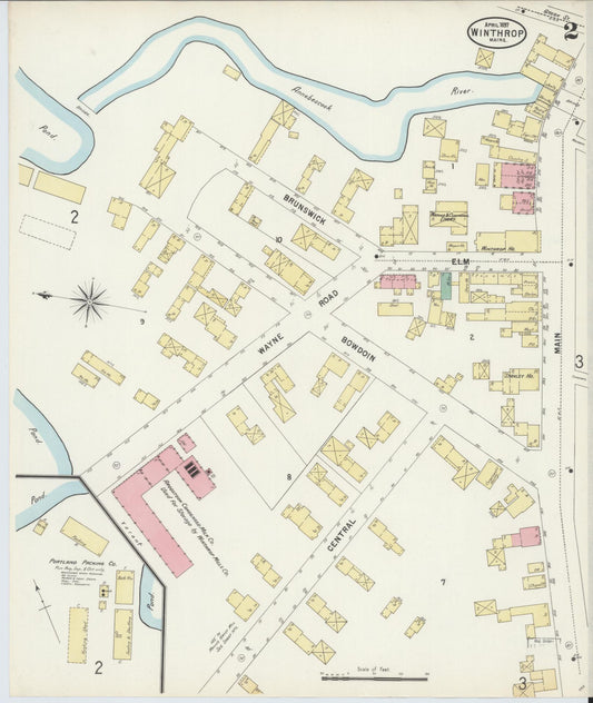 Sanborn Fire Insurance Map from Winthrop, Kennebec County, Maine (1897), Sheet #0002 - Historic Sanborn Fire Insurance Map Print, vintage old map wall art, antique decor, genealogy gift, Maine Maine map