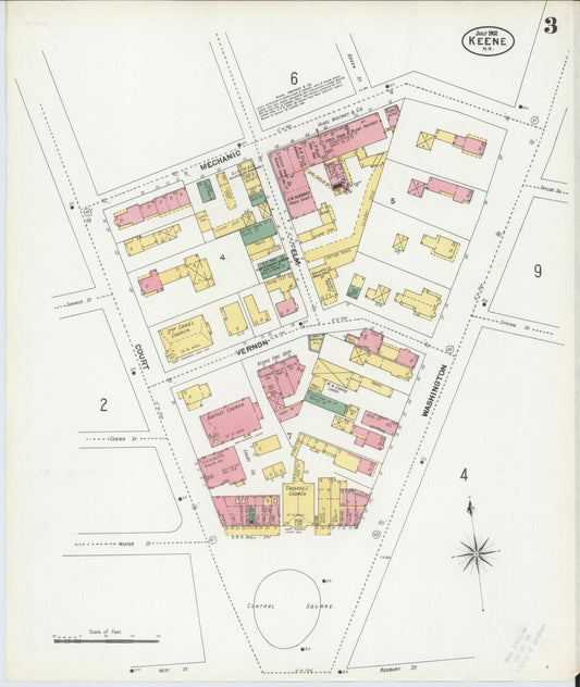 Sanborn Fire Insurance Map from Keene, Cheshire County, New Hampshire (1902), Sheet #0003 - Historic Sanborn Fire Insurance Map Print, vintage old map wall art, antique decor, genealogy gift, New Hampshire New Hampshire map