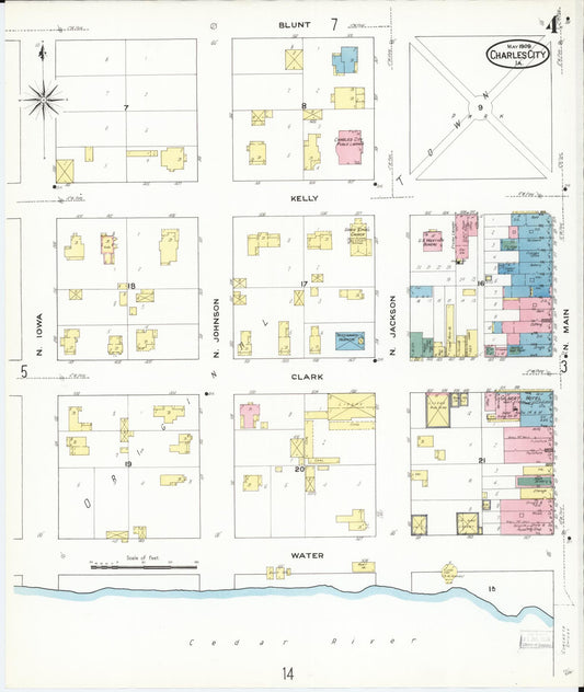 Sanborn Fire Insurance Map from Charles City, Floyd County, Iowa (1909), Sheet #0004 - Historic Sanborn Fire Insurance Map Print, vintage old map wall art