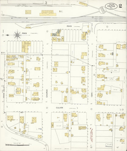 Sanborn Fire Insurance Map from Colfax, Placer County, California (1907), Sheet #0002 - Complete Map Set gallery image, historic Sanborn map, vintage wall art, California California