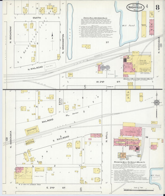 Sanborn Fire Insurance Map from Nashville, Washington County, Illinois (1915), Sheet #0008 - Historic Sanborn Fire Insurance Map Print, vintage old map wall art, antique decor, genealogy gift, Illinois Illinois map