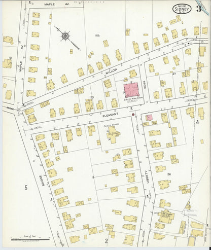 Sanborn Fire Insurance Map from Sidney, Delaware County, New York (1917), Sheet #0003 - Historic Sanborn Fire Insurance Map Print, vintage old map wall art, antique decor, genealogy gift, New York New York map