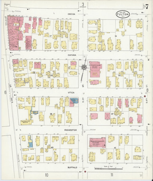 Sanborn Fire Insurance Map from Fulton, Oswego County, New York (1911), Sheet #0007 - Historic Sanborn Fire Insurance Map Print, vintage old map wall art, antique decor, genealogy gift, New York New York map