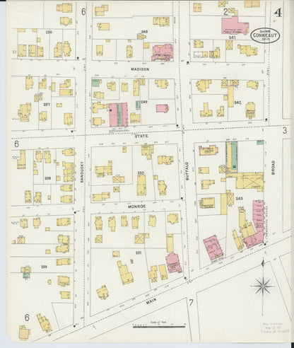 Sanborn Fire Insurance Map from Conneaut, Ashtabula County, Ohio (1898), Sheet #0004 - Historic Sanborn Fire Insurance Map Print, vintage old map wall art, antique decor, genealogy gift, Ohio Ohio map