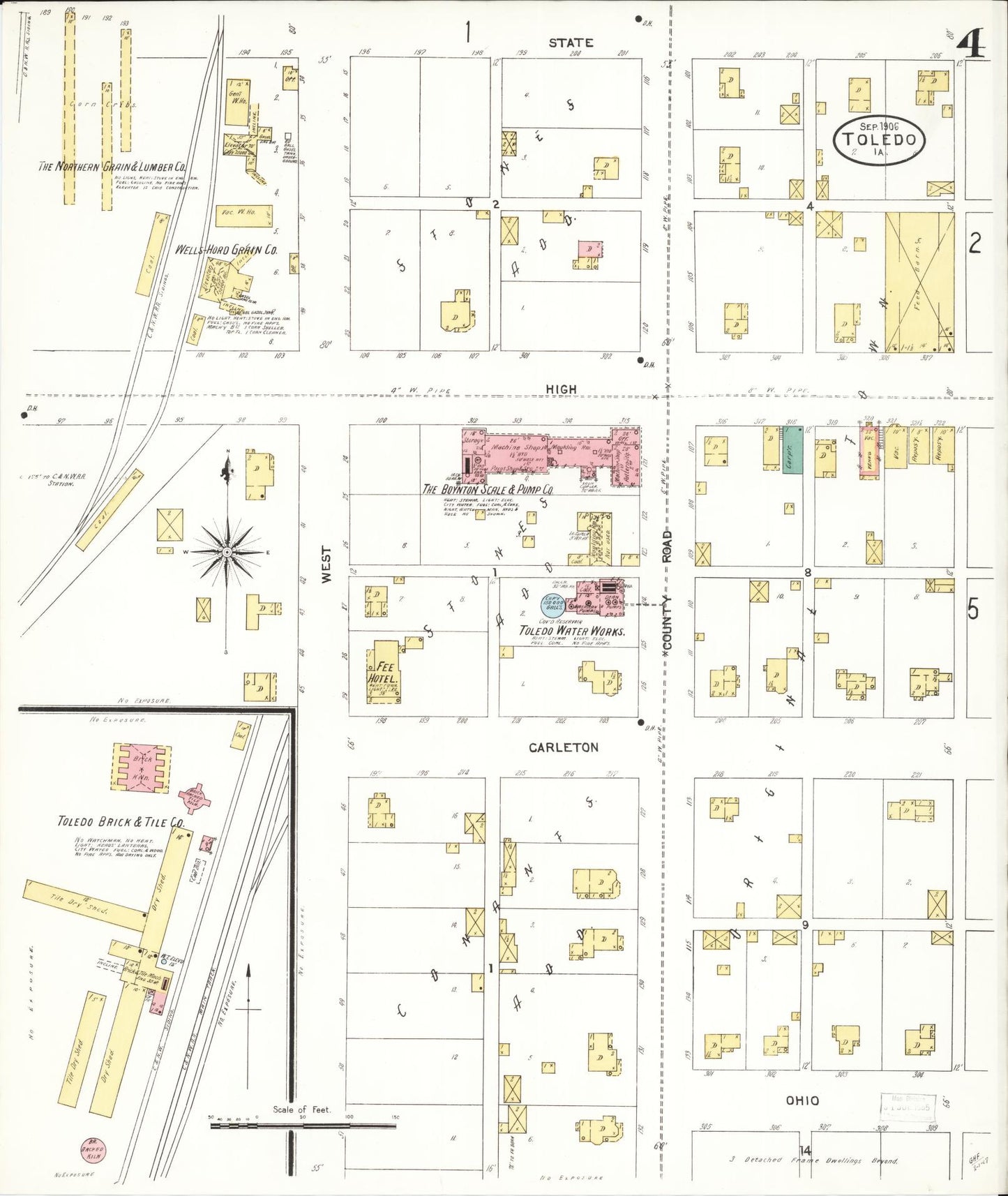 Sanborn Fire Insurance Map from Toledo, Tama County, Iowa (1906), Sheet #0004 - Historic Sanborn Fire Insurance Map Print