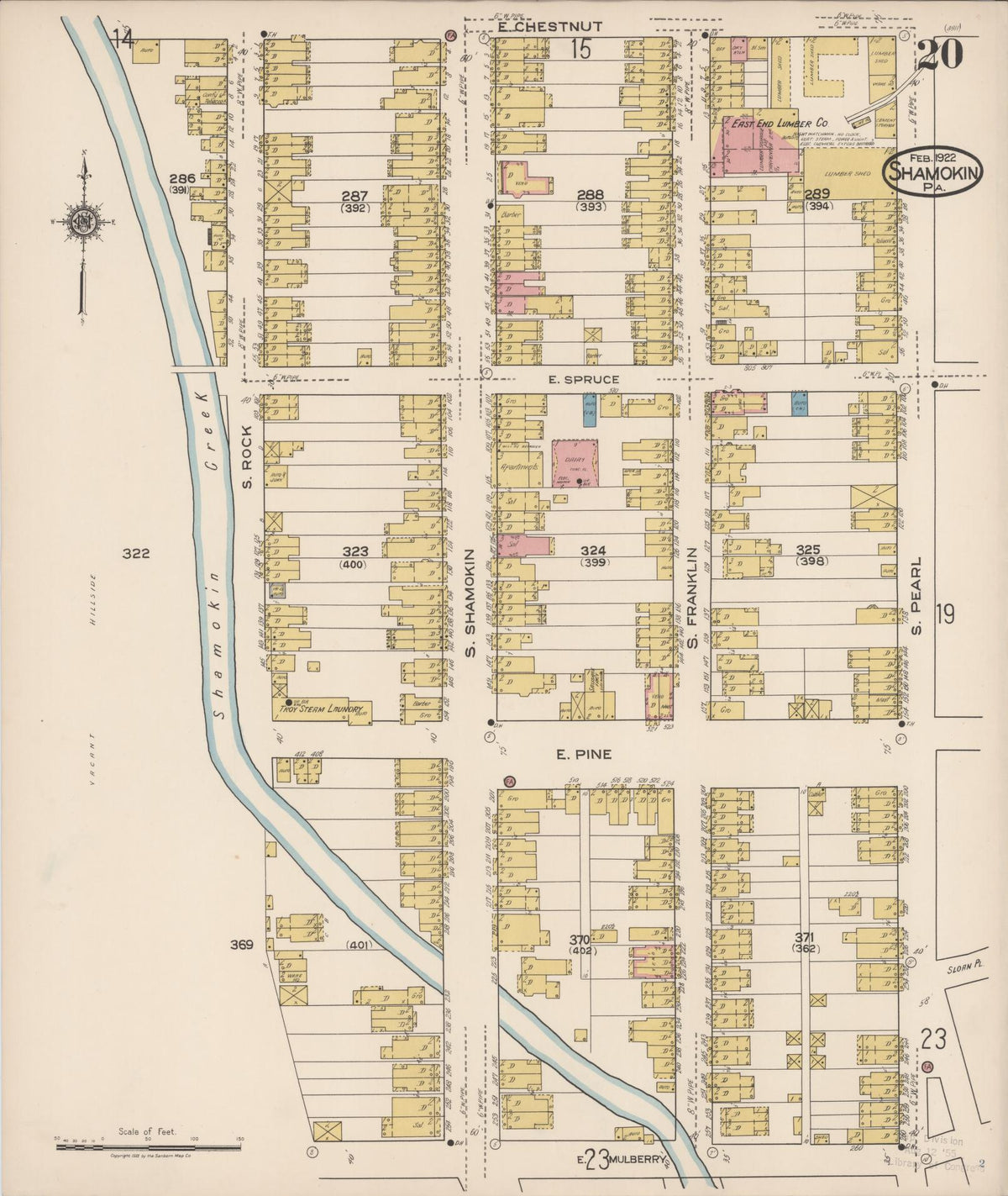 Sanborn Fire Insurance Map from Shamokin, Northumberland County, Pennsylvania (1922), Sheet #0020 - Complete Map Set gallery image, historic Sanborn map, vintage wall art, Pennsylvania Pennsylvania
