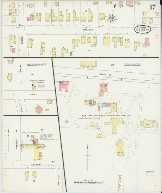 Sanborn Fire Insurance Map from Geneva, Ontario County, New York (1897), Sheet #0017 - Historic Sanborn Fire Insurance Map Print, vintage old map wall art, antique decor, genealogy gift, New York New York map
