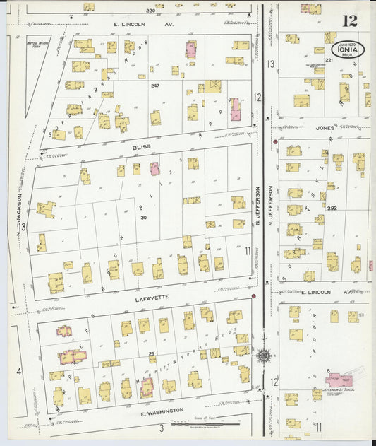 Sanborn Fire Insurance Map from Ionia, Ionia County, Michigan (1920), Sheet #0012 - Historic Sanborn Fire Insurance Map Print, vintage old map wall art, antique decor, genealogy gift, Michigan Michigan map