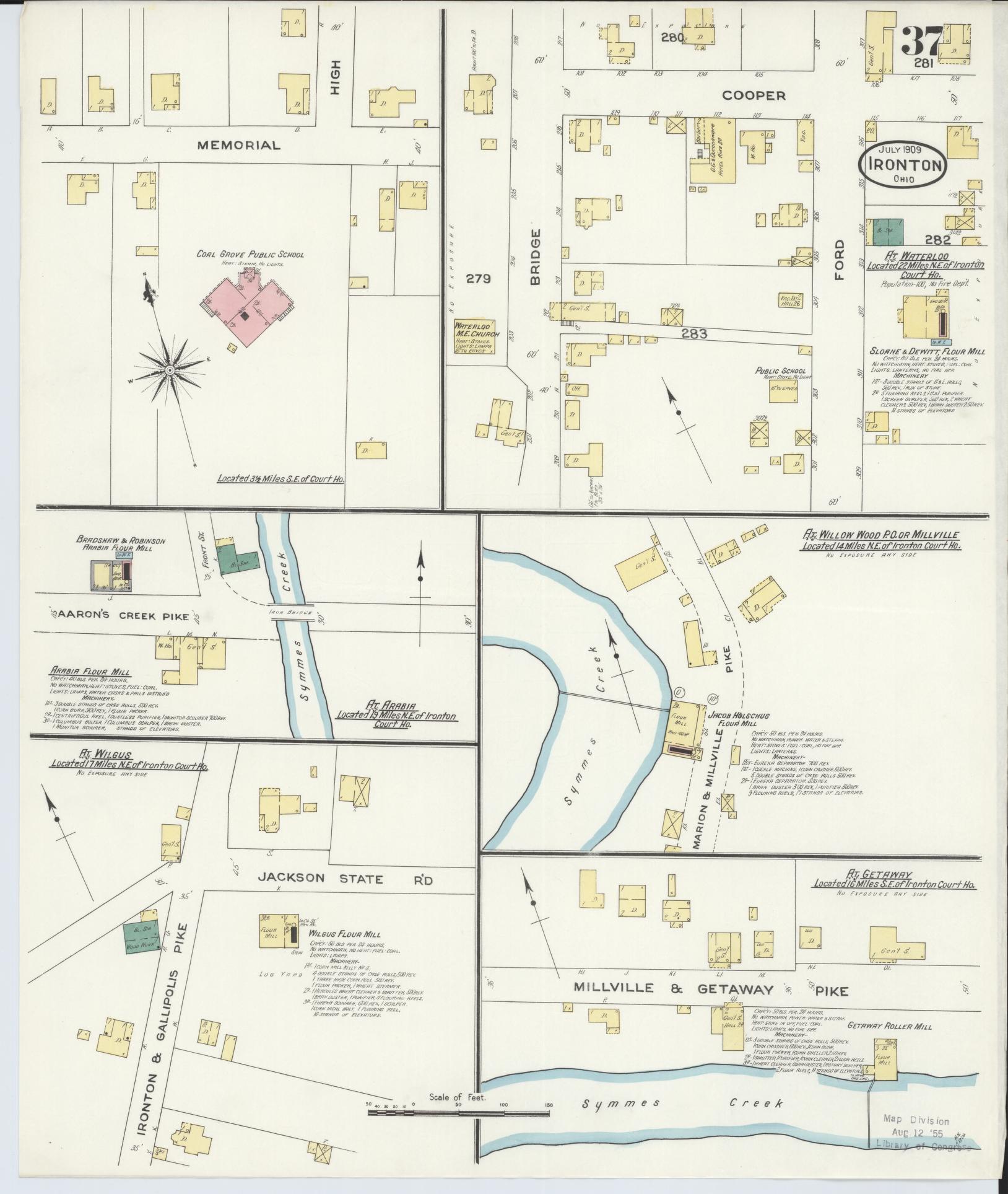 Sanborn Fire Insurance Map from Ironton, Lawrence County, Ohio (1909), Sheet #0037 - Historic Sanborn Fire Insurance Map Print, vintage old map wall art, antique decor, genealogy gift, Ohio Ohio map