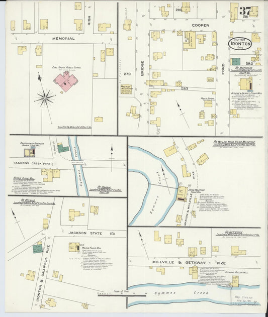 Sanborn Fire Insurance Map from Ironton, Lawrence County, Ohio (1909), Sheet #0037 - Historic Sanborn Fire Insurance Map Print, vintage old map wall art, antique decor, genealogy gift, Ohio Ohio map