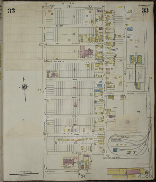 Sanborn Fire Insurance Map from Lackawanna, Erie County, New York (1950), Sheet #0033 - Historic Sanborn Fire Insurance Map Print, vintage old map wall art, antique decor, genealogy gift, New York New York map