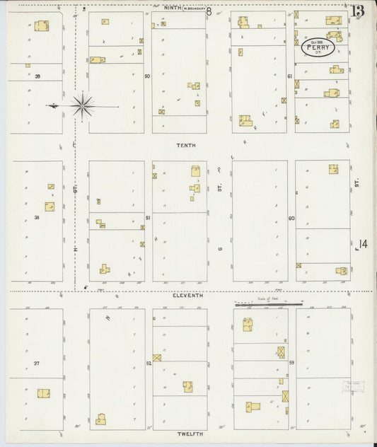 Sanborn Fire Insurance Map from Perry, Noble County, Oklahoma (1898), Sheet #0013 - Historic Sanborn Fire Insurance Map Print, vintage old map wall art, antique decor, genealogy gift, Oklahoma Oklahoma map