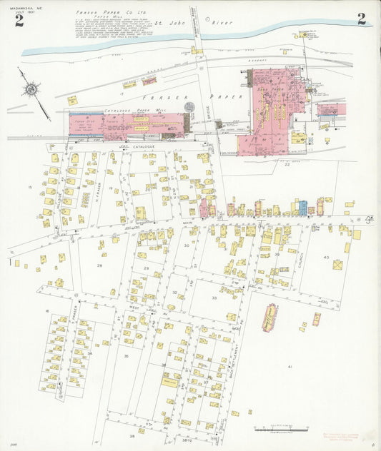 Sanborn Fire Insurance Map from Madawaska, Aroostook County, Maine (1937), Sheet #0002 - Historic Sanborn Fire Insurance Map Print, vintage old map wall art, antique decor, genealogy gift, Maine Maine map