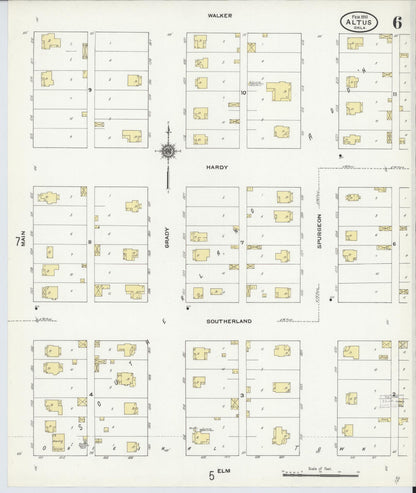Sanborn Fire Insurance Map from Altus, Jackson County, Oklahoma (1910), Sheet #0006 - Complete Map Set gallery image, historic Sanborn map, vintage wall art, Oklahoma Oklahoma