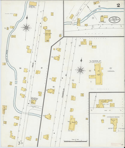 Sanborn Fire Insurance Map from Liberty, Sullivan County, New York (1904), Sheet #0002 - Historic Sanborn Fire Insurance Map Print, vintage old map wall art, antique decor, genealogy gift, New York New York map