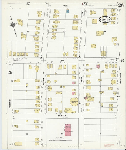 Sanborn Fire Insurance Map from Peekskill, Westchester County, New York (1911), Sheet #0026 - Historic Sanborn Fire Insurance Map Print, vintage old map wall art, antique decor, genealogy gift, New York New York map