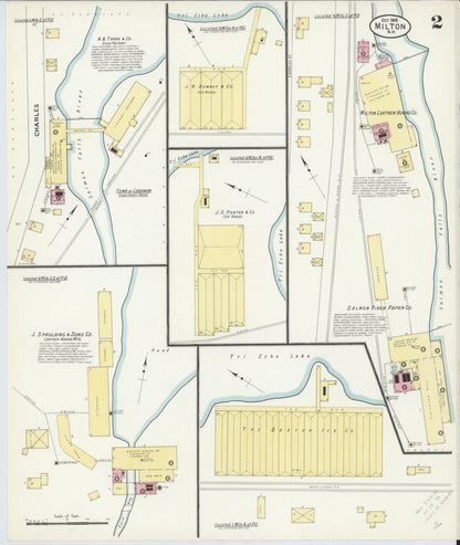 Sanborn Fire Insurance Map from Milton, Strafford County, New Hampshire (1908), Sheet #0002 - Complete Map Set gallery image, historic Sanborn map, vintage wall art, New Hampshire New Hampshire