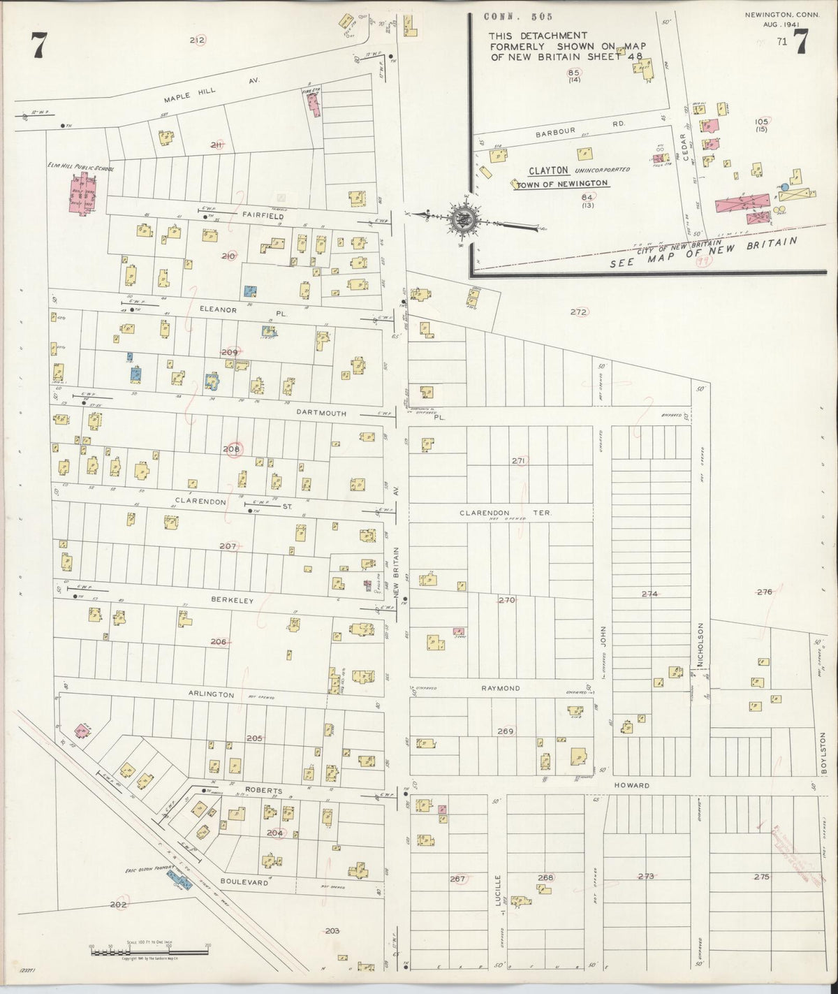 Sanborn Fire Insurance Map from Newington, Hartford County, Connecticut (1947), Sheet #0007 - Complete Map Set gallery image, historic Sanborn map, vintage wall art, Connecticut Connecticut