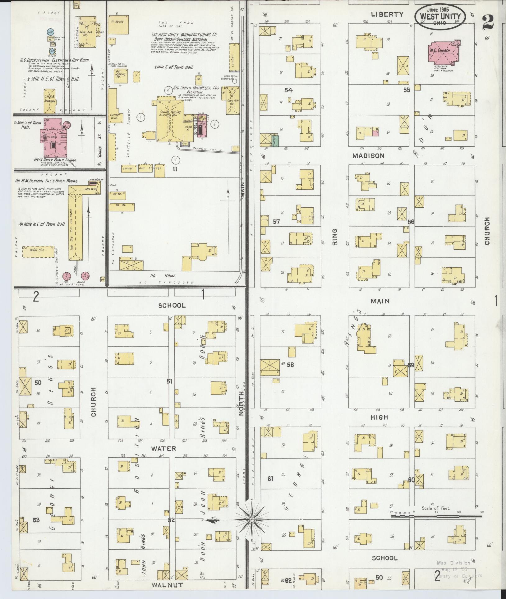Sanborn Fire Insurance Map from West Unity, Williams County, Ohio (1905), Sheet #0002 - Complete Map Set gallery image, historic Sanborn map, vintage wall art, Ohio Ohio